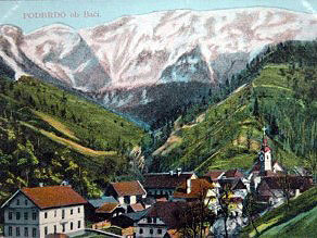 Razglednica Podbrda iz časa gradnje Bohinjske proge Razglednica Podbrda iz časa gradnje Bohinjske proge