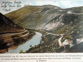 Dolina Soče pod Sveto Goro po dograditvi Bohinjske proge Dolina Soče pod Sveto Goro po dograditvi Bohinjske proge