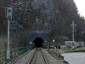 The railroad line before the entrance of the Bukovo Tunnel. The railroad line before the entrance of the Bukovo Tunnel.