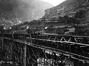 Gradnja viadukta Bukovo oktobra 1905 Gradnja viadukta Bukovo oktobra 1905
