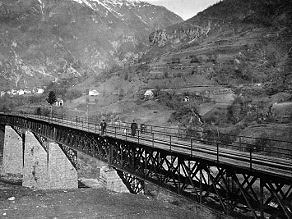 A signalman's cabin and a steel bridge before the tunnel entrance. A signalman's cabin and a steel bridge before the tunnel entrance.