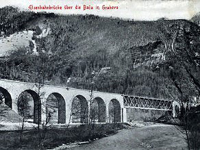 A postcard showing the viaduct after completion of the Bohinj Line. A postcard showing the viaduct after completion of the Bohinj Line.