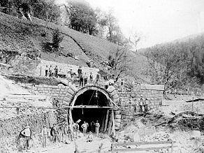 Construction of southern entrance of the Klavze Tunnel. Construction of southern entrance of the Klavze Tunnel.