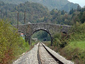A picturesque railway crossover not far from northern entrance of the Klavze Tunnel. A picturesque railway crossover not far from northern entrance of the Klavze Tunnel.