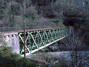 Steel bridge at the exit from the Klavze Tunnel before the Podmelec railway station. Steel bridge at the exit from the Klavze Tunnel before the Podmelec railway station.