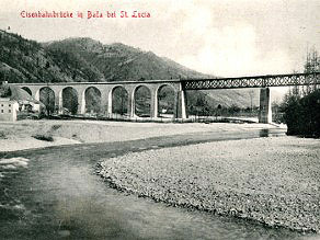 Razglednica viadukta Idrijca iz časa po odprtju proge Razglednica viadukta Idrijca iz časa po odprtju proge
