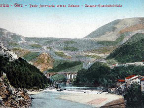 Pogled na Solkanski most iz smeri Solkana Pogled na Solkanski most iz smeri Solkana