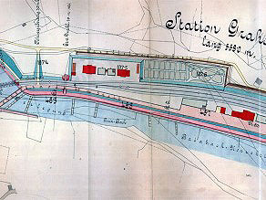 An excerpt from the Bohinj Line plan with the ground plan of the station and appertaining buildings. An excerpt from the Bohinj Line plan with the ground plan of the station and appertaining buildings.