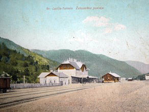 The Sveta Lucija - Tolmin (now Most na Soci) railway station in its first years of operation. The Sveta Lucija - Tolmin (now Most na Soci) railway station in its first years of operation.