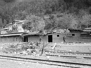 Minor damage to the house next to the main station building. Minor damage to the house next to the main station building.