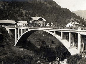 Austrian soldiers on the road bridge in front of the station. Austrian soldiers on the road bridge in front of the station.