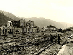 The Sveta Lucija - Tolmin (now Most na Soci) railway station after the First World War. The Sveta Lucija - Tolmin (now Most na Soci) railway station after the First World War.