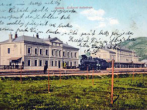Razglednica nove železniške postaje v Gorici, odposlana 1911 Razglednica nove železniške postaje v Gorici, odposlana 1911