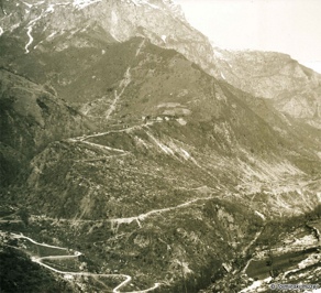 Tolminka valley, view of Javorca and paths to military positions. Melicher Collection, Tolmin Museum. Tolminka valley, view of Javorca and paths to military positions. Melicher Collection, Tolmin Museum.