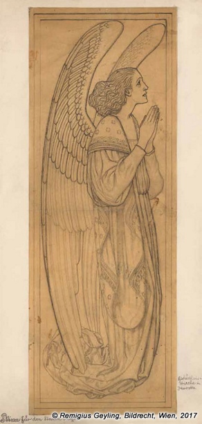 Remigius Geyling: schizzo dell'angelo a sinistra dell'altare. Archivio della famiglia Geyling, Tolminski muzej. Remigius Geyling: schizzo dell'angelo a sinistra dell'altare. Archivio della famiglia Geyling, Tolminski muzej.